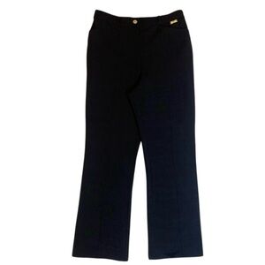 St. John Sport Stretchy Black High Rise Trouser Pant Gold Hardware